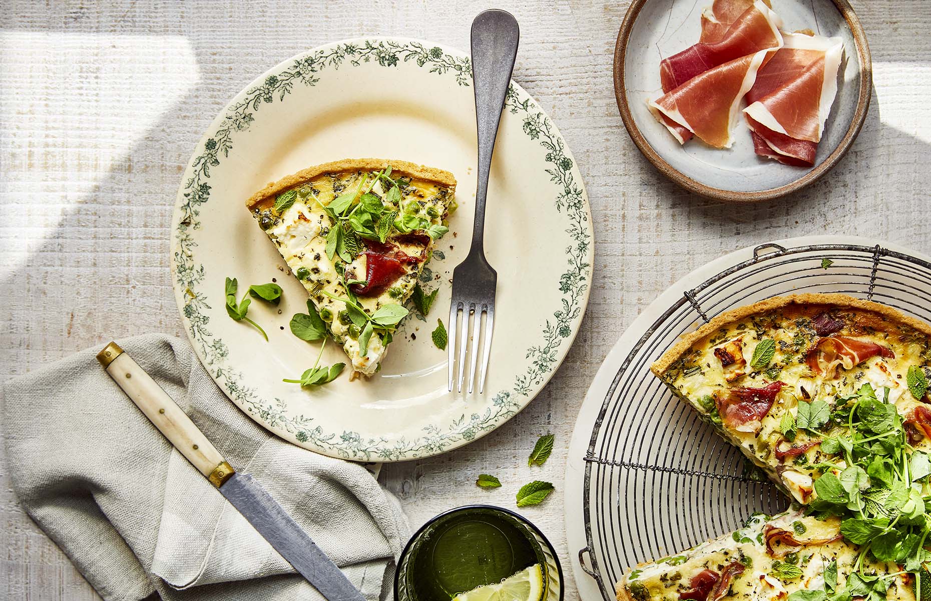 Pea, Parma Ham and feta quiche (Image: Prosciutto di Parma/Tim Atkins)