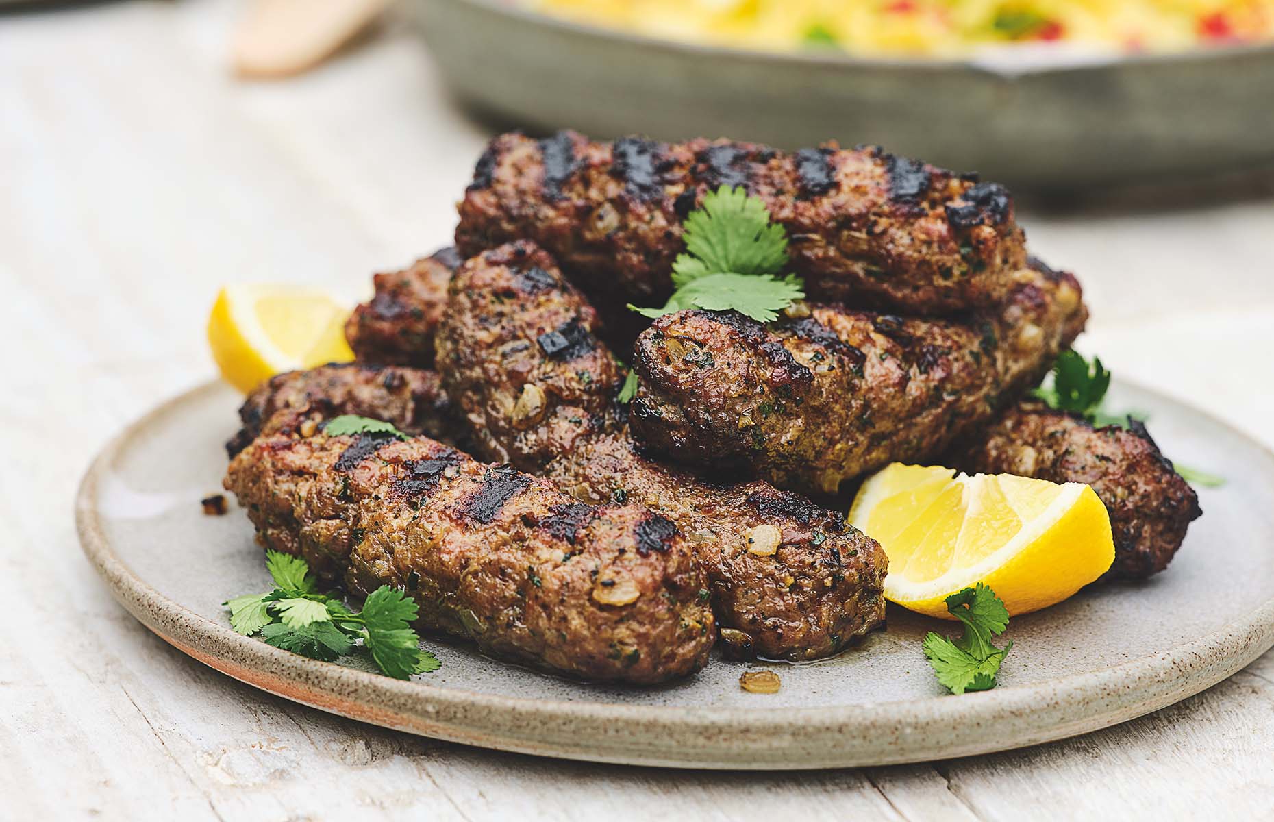 Lamb koftas from Tom Kerridge's Outdoor Cooking (Photography by Christian Barnett)