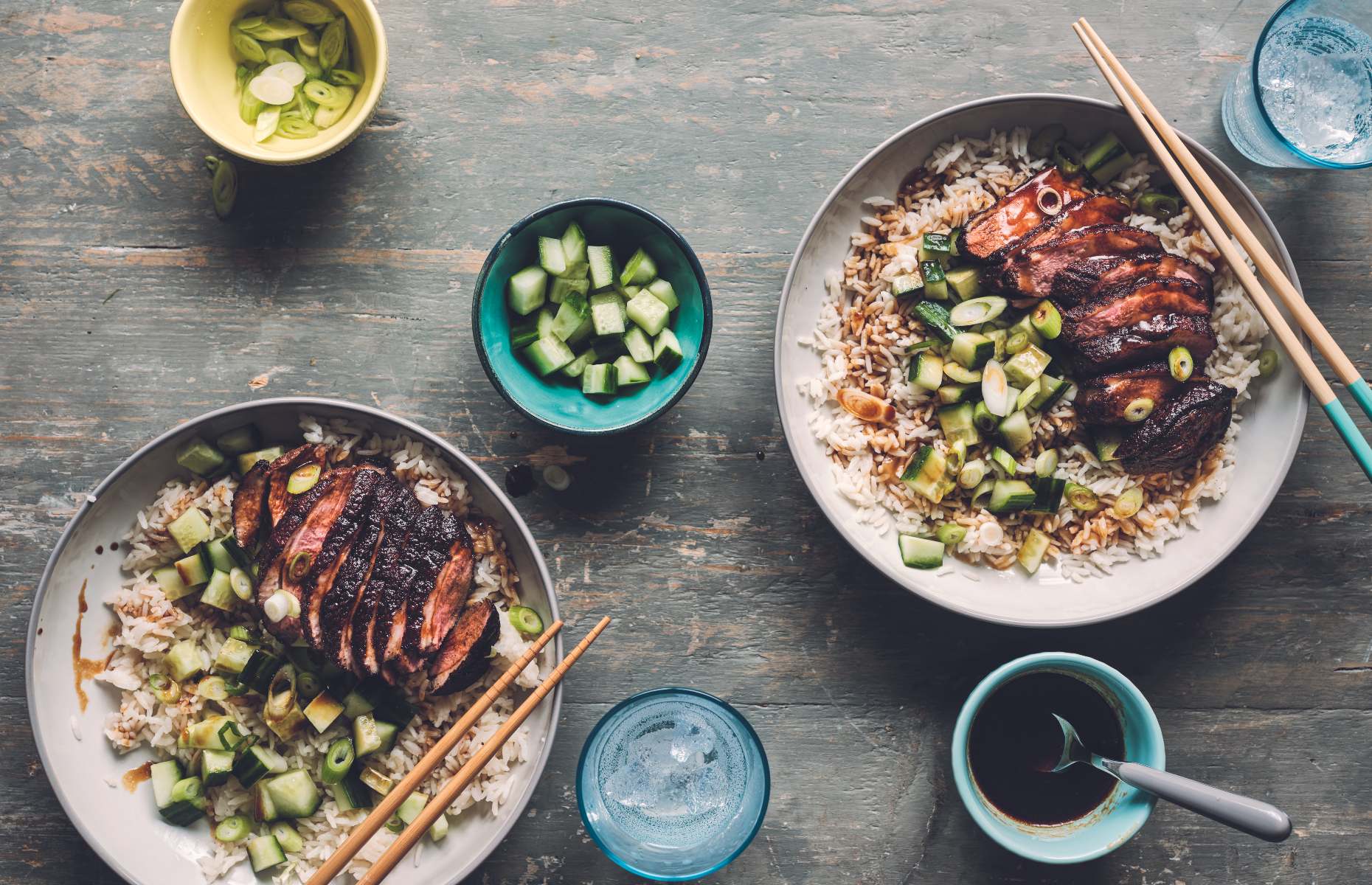 Chris Baber's Hoisin duck rice bowls [image: Haraala Hamilton]