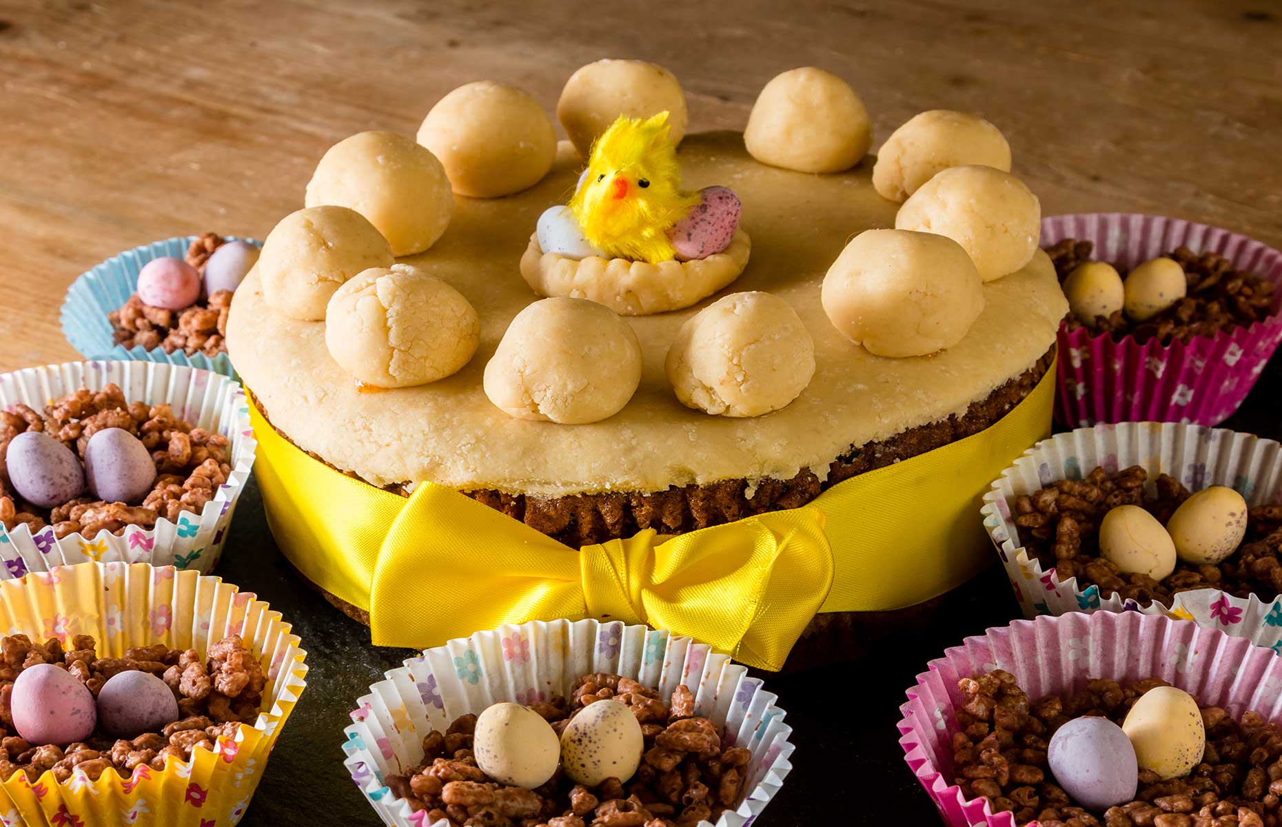 Simnel cake with Easter decorations (images: ClimbWhenReady/Shutterstock)