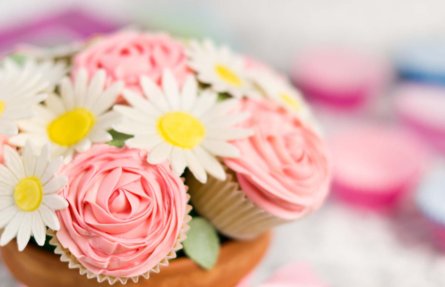 Cupcake bouquet using premade icing flowers (Image: Nathan clifford/Shutterstock)