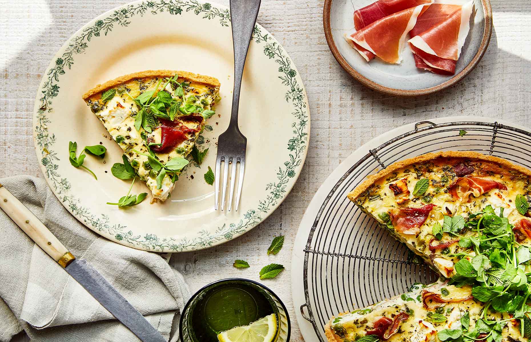 Parma Ham, pea and feta quiche (Image: Tim Atkins/Prosciutto di Parma)