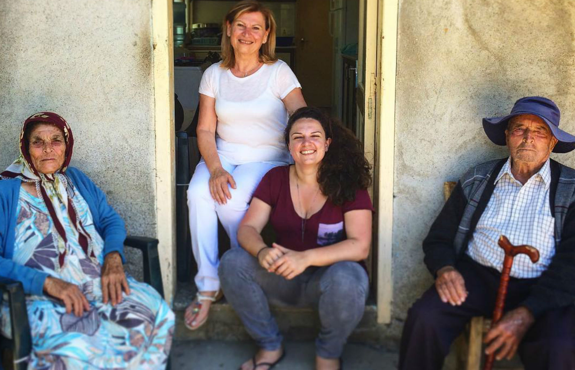 Selin Kiazim with her grandparents in Cyprus