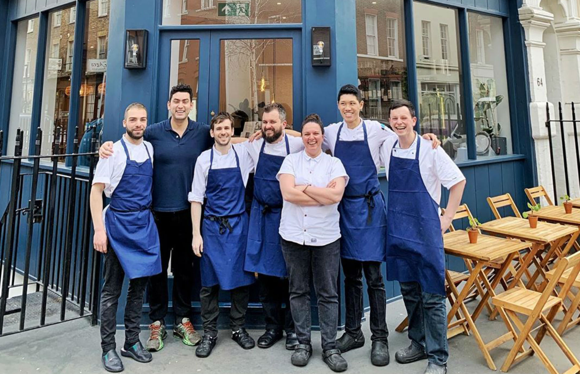 Selin and chefs outside Kyseri restaurant