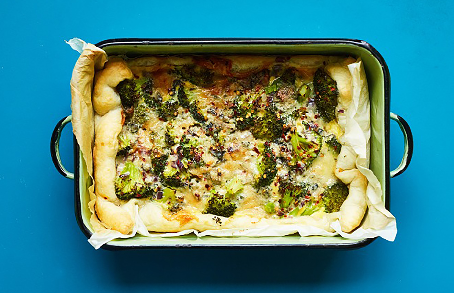 Gorgonzola and broccoli quiche (Image: The Green Roasting Tin/Square Peg)