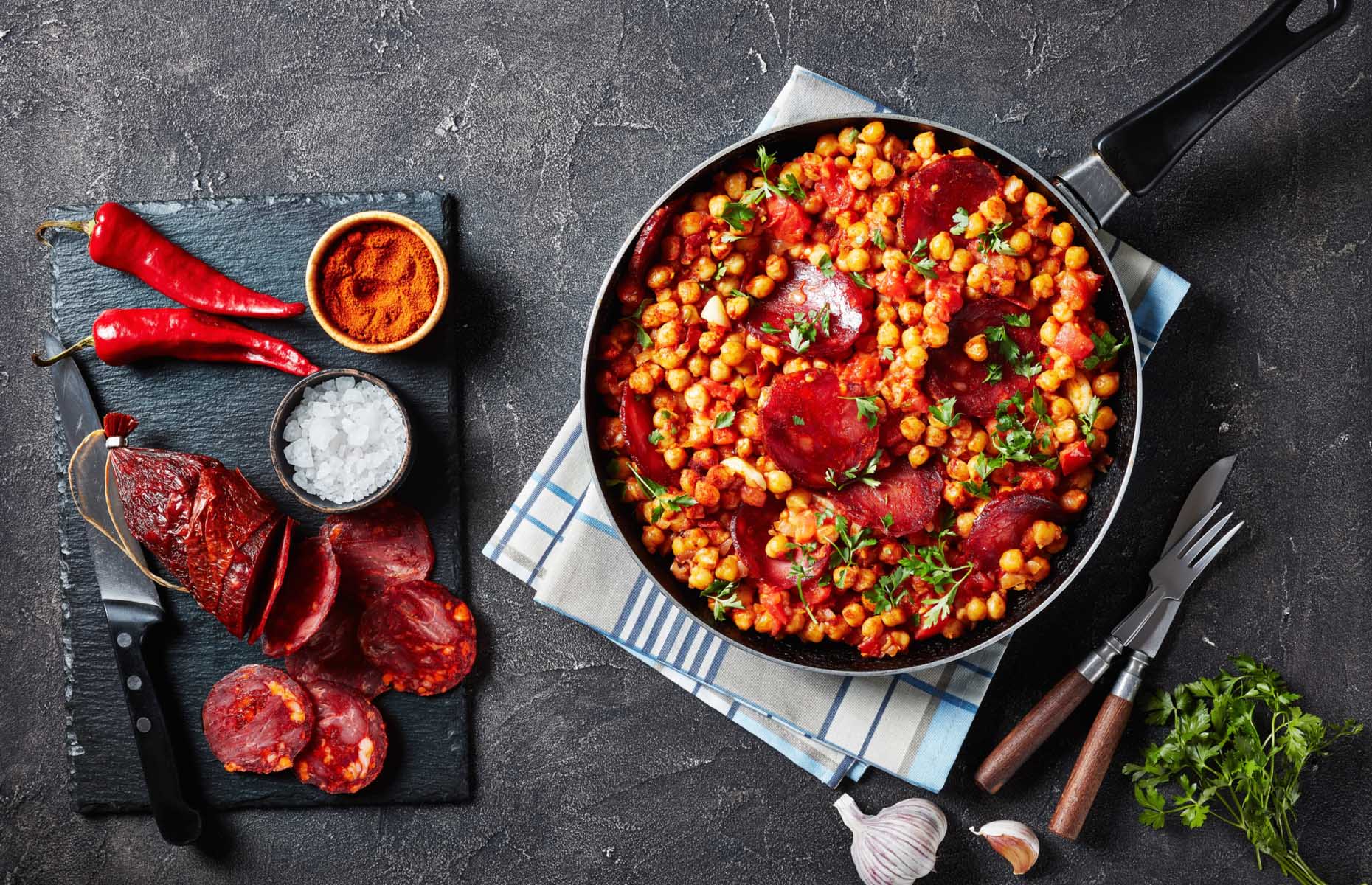 Mediterranean chickpea and chorizo stew (image: from my point of view/Shutterstock)