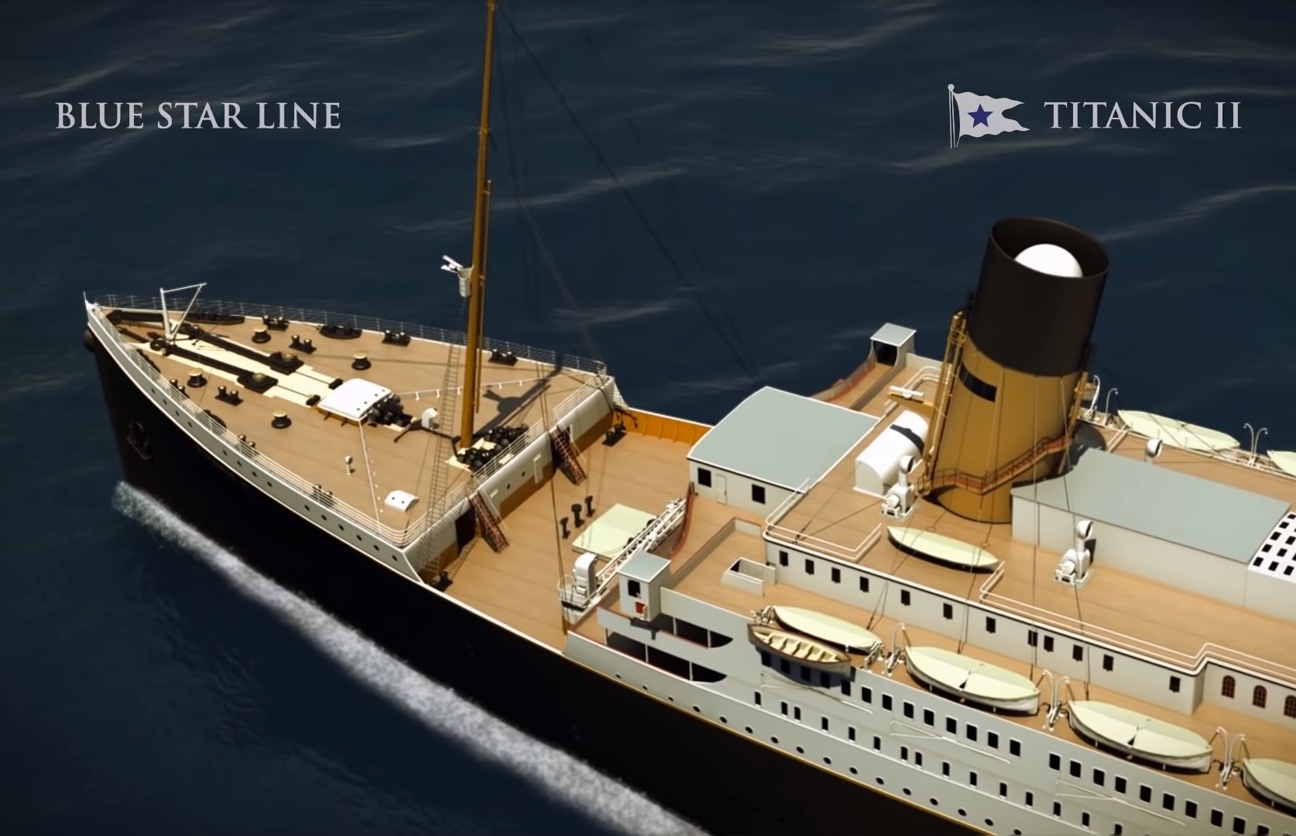 Clive Palmer's Titanic. Image: Blue Star Line/YouTube