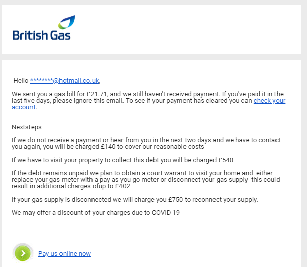 British Gas scam email (Image: TSI)