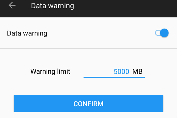 Data warning limit