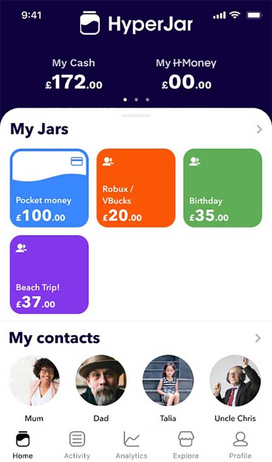 HyperJar app for kids. (Image: HyperJar)