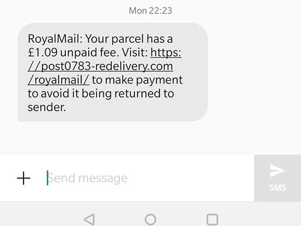 Royal Mail Scam text (Image: loveMONEY)