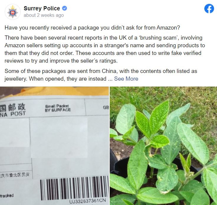 Amazon delivery scam (Image: Surrey Police - Facebook)