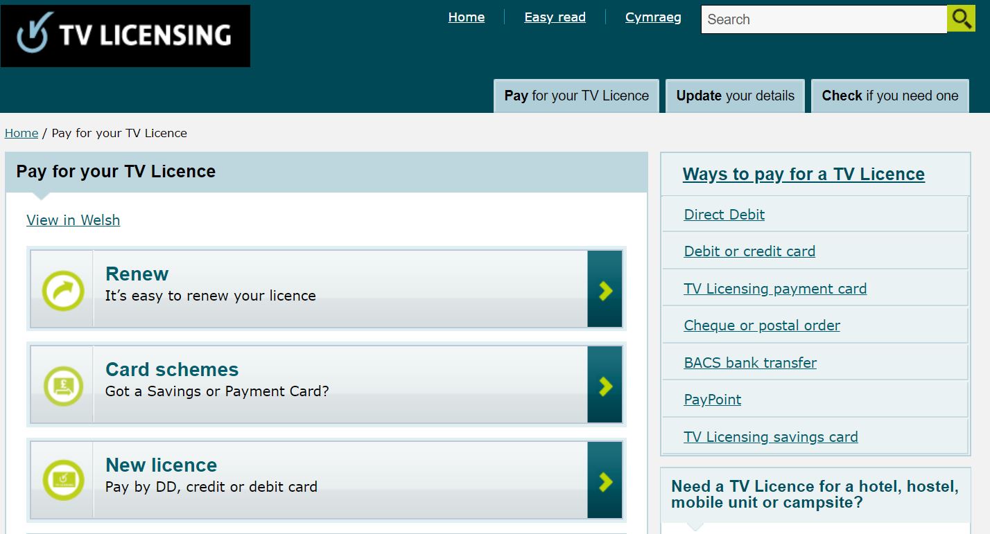 TV Licence page (Image: TV Licence)