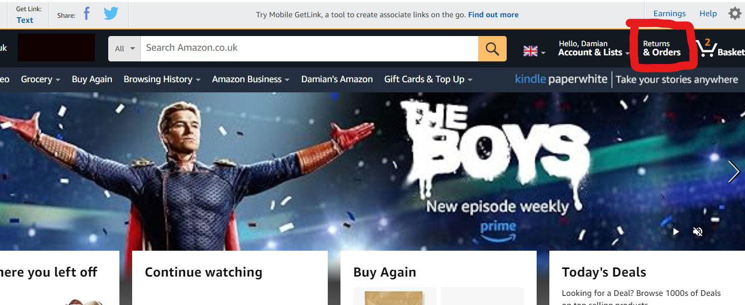 Amazon homepage (Image: Amazon)