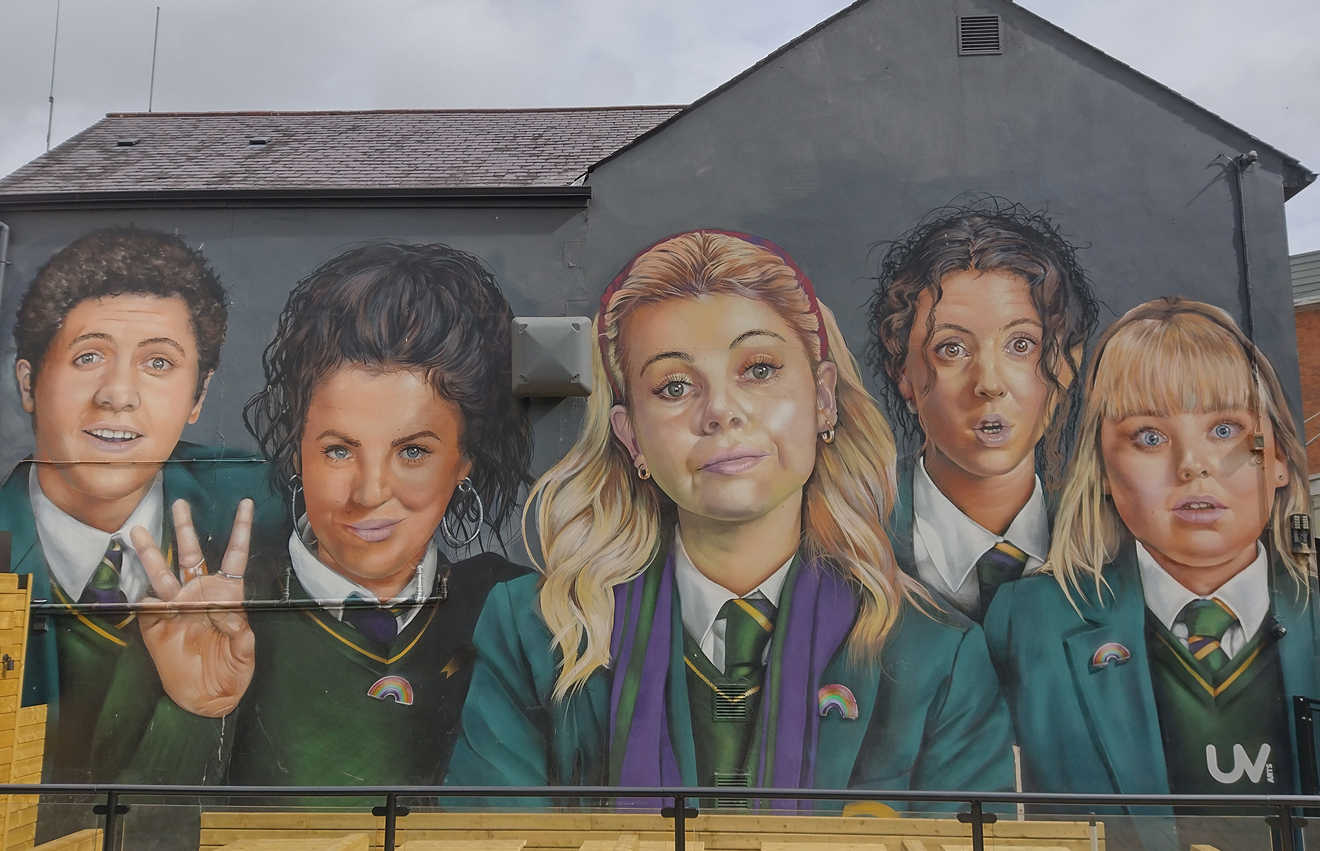 The mural of the Derry Girls cast. (Image: Lisa-Marie Voneshen)