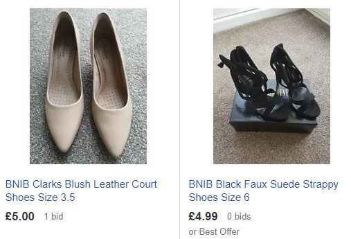 Screenshot of shoes listed on eBay. (Image: eBay)