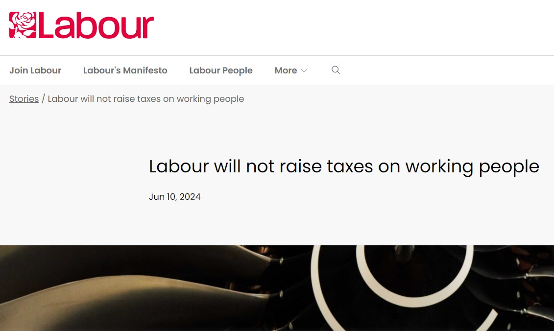 Labour's tax pledge (Image: Labour party website)