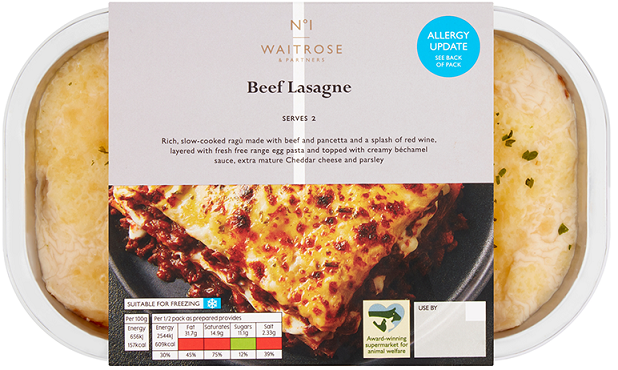 Beef lasagne. (Image: Waitrose)