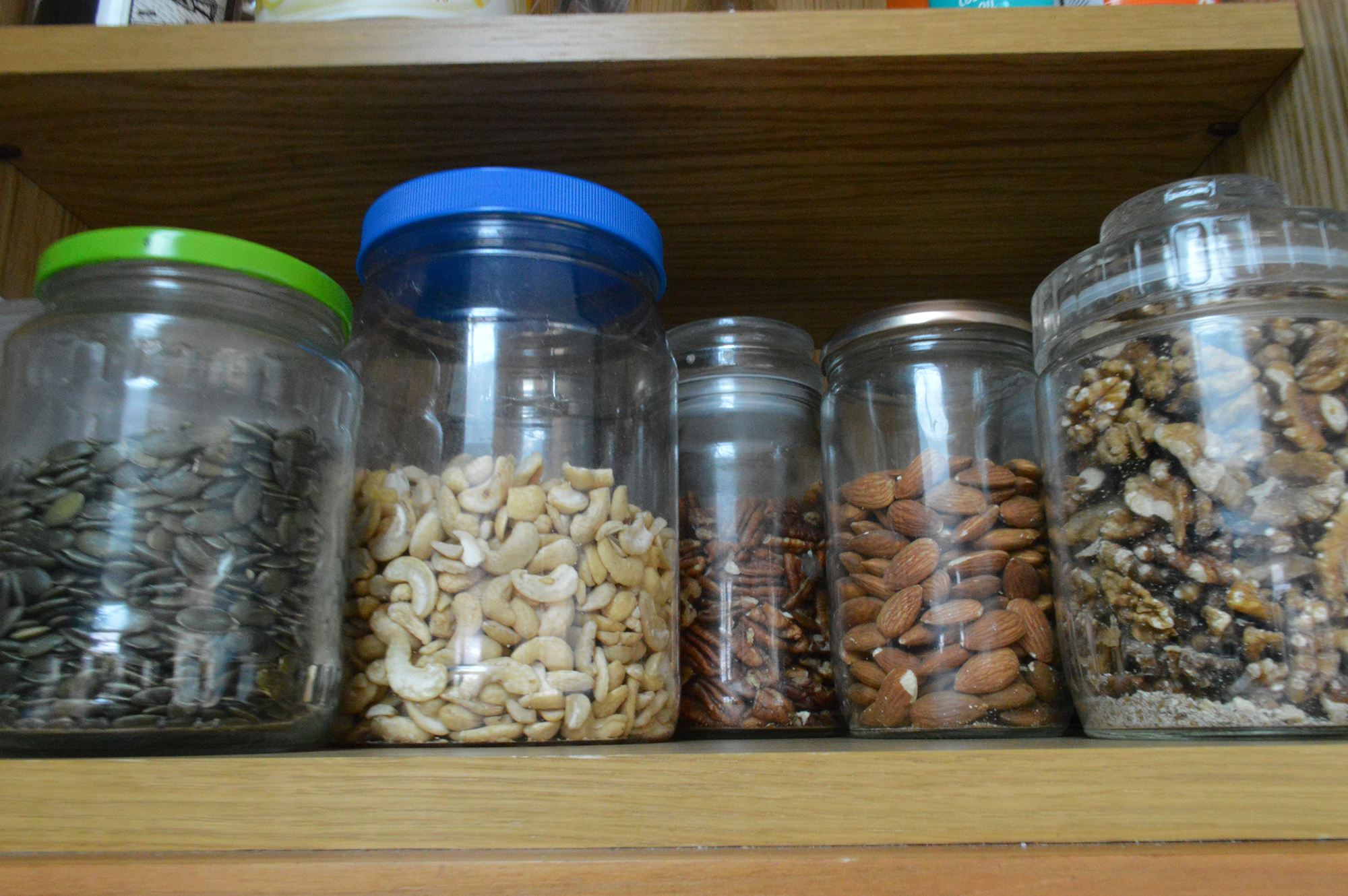 Various nuts in containers. (Image: Lily Canter)