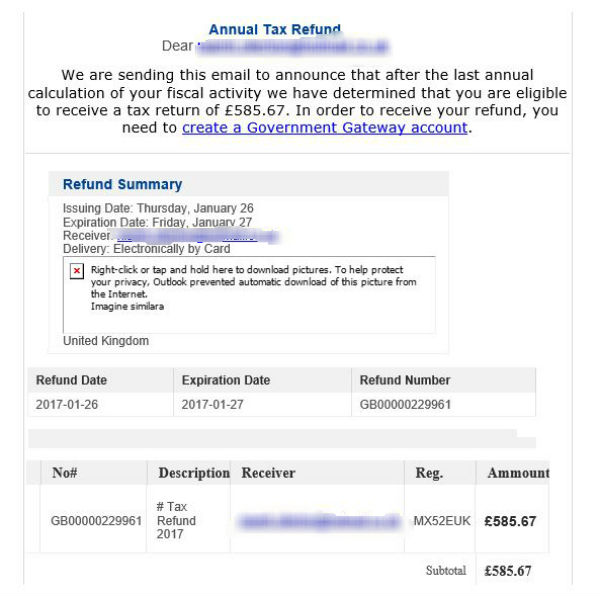 What a fake tax refund scma looks like (Image: loveMONEY)