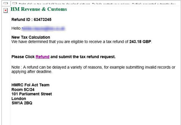 What a fake tax refund scma looks like (Image: loveMONEY)