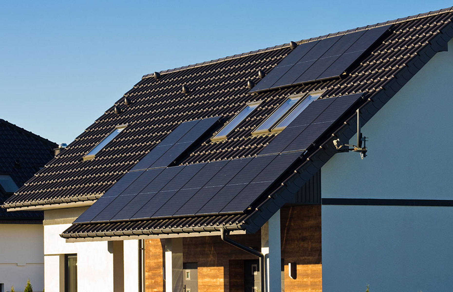 Eco home features solar panels