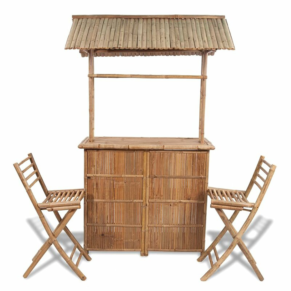 Tiki bar and two stools, Wayfair, £569.99.