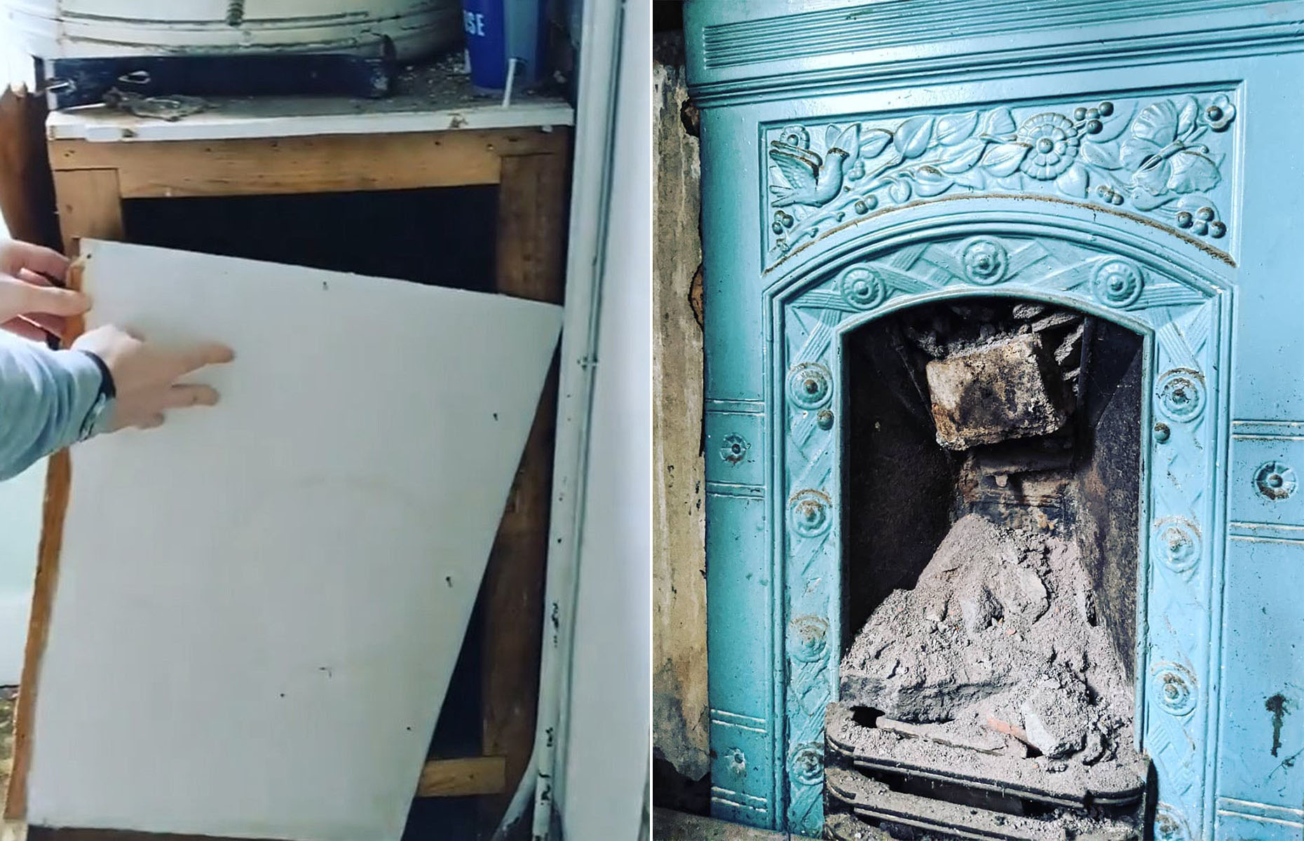 A colorful antique gem was uncovered beneath an old boiler. Image: @its_a_fixer_upper / Instagram