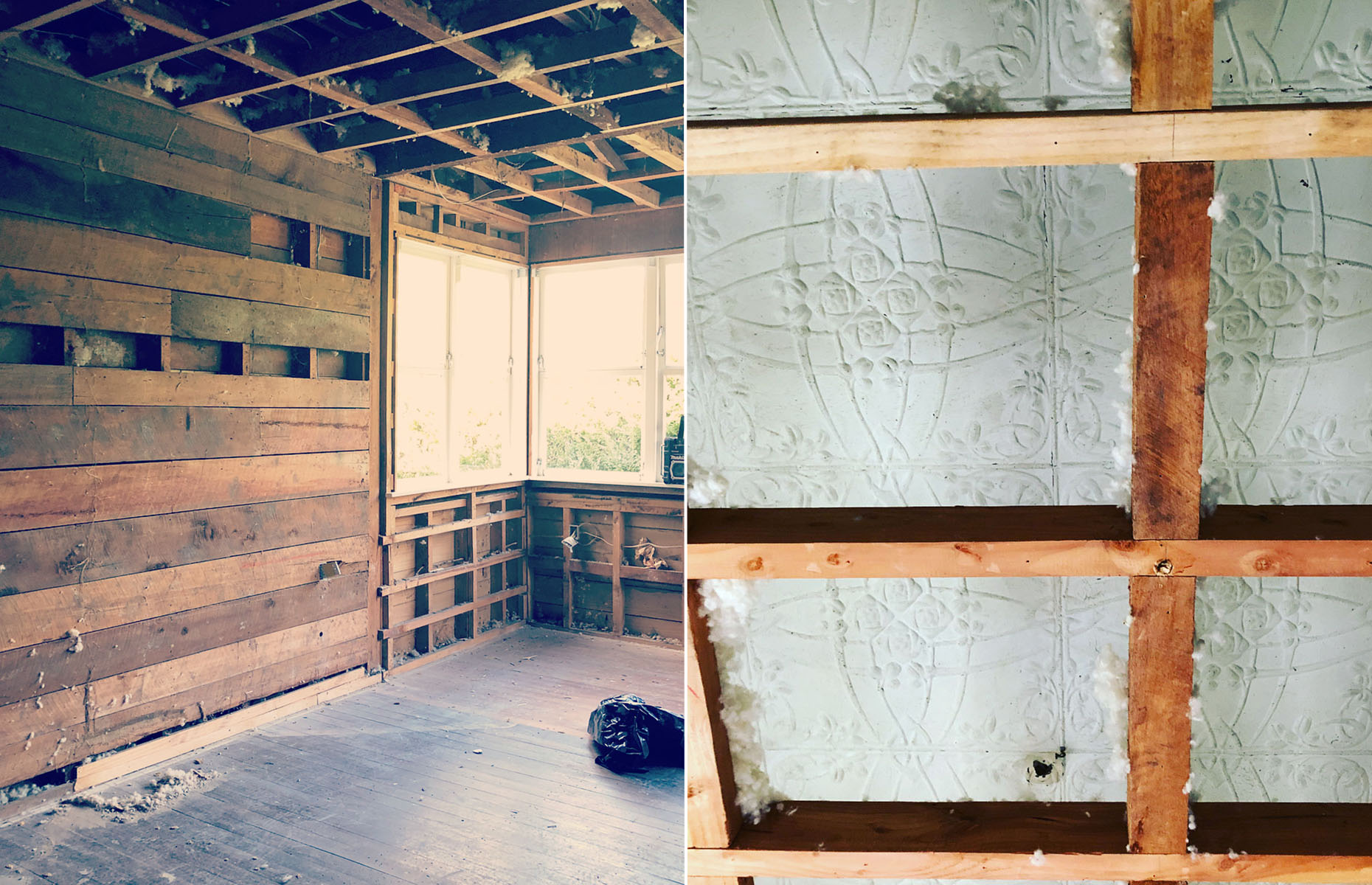 Construction workers discovered this incredible tin ceiling obscured beneath paneling. Image: @dathconstruction / Instagram