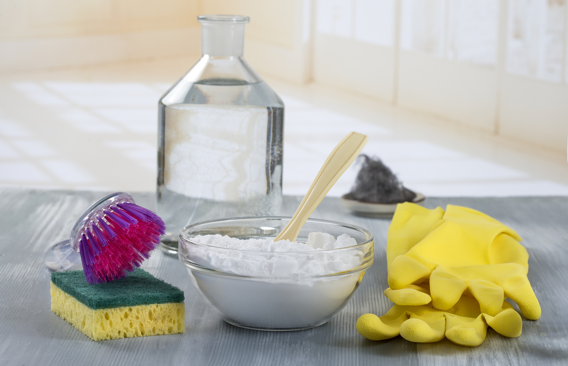 Natural cleaning products such as vinegar and baking soda can be just as effective as shop-bought products. Image: JPC-PROD / Shutterstock