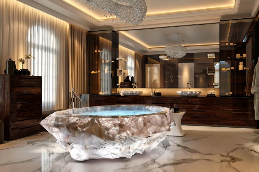 The Rock Crystal bath in one of the exclusive XXII Carat villas in Dubai. Image: Forum Group