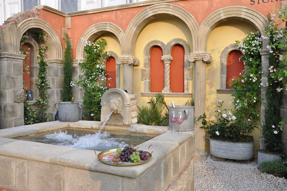 Redwood Stone romanesque garden 