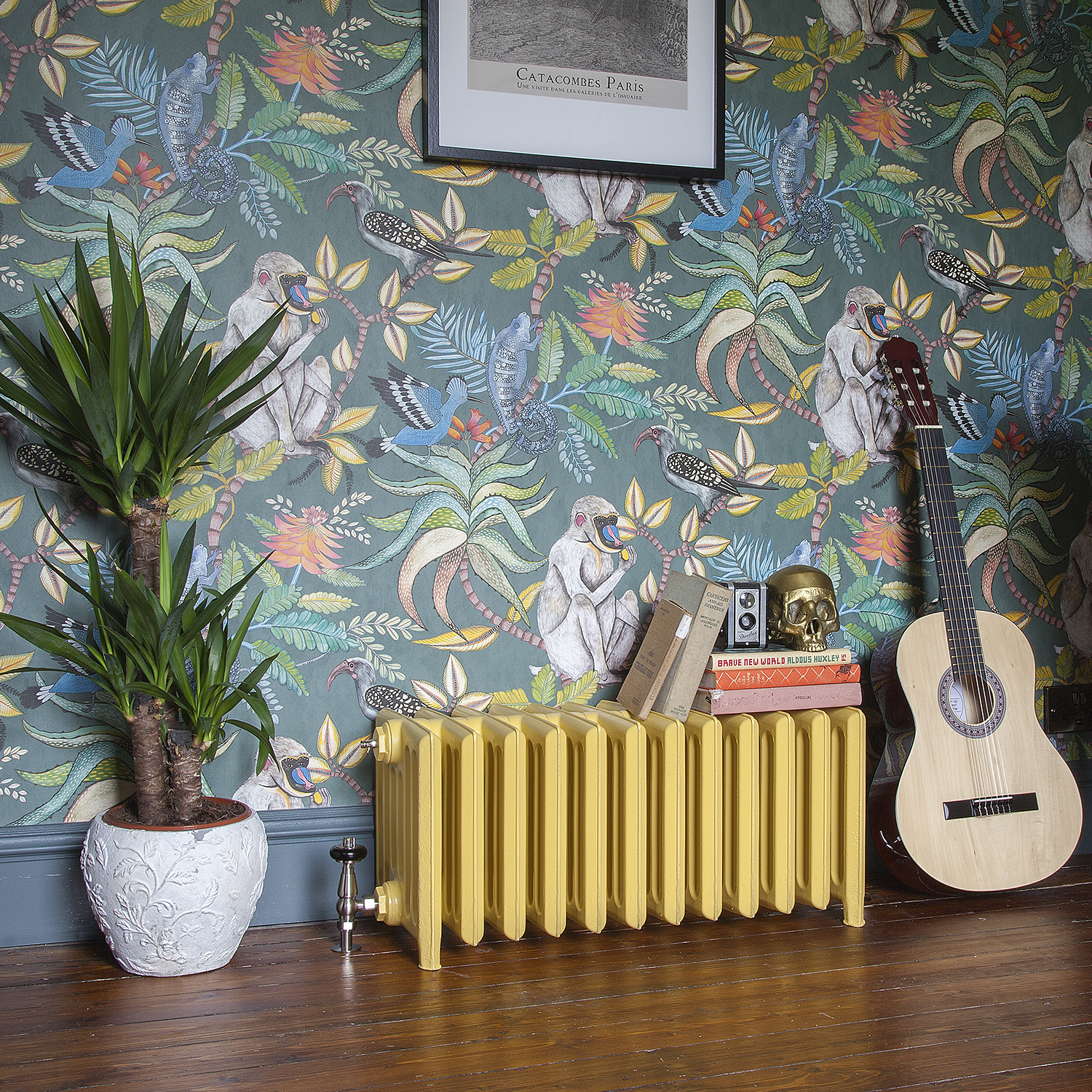 Painted radiator in Farrow and Ball