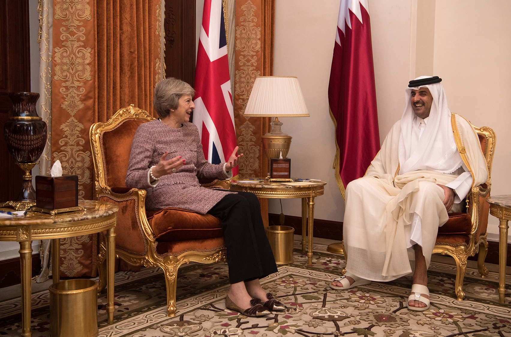 Hamad bin Jassim bin Jaber Al Thani meeting with Theresa May