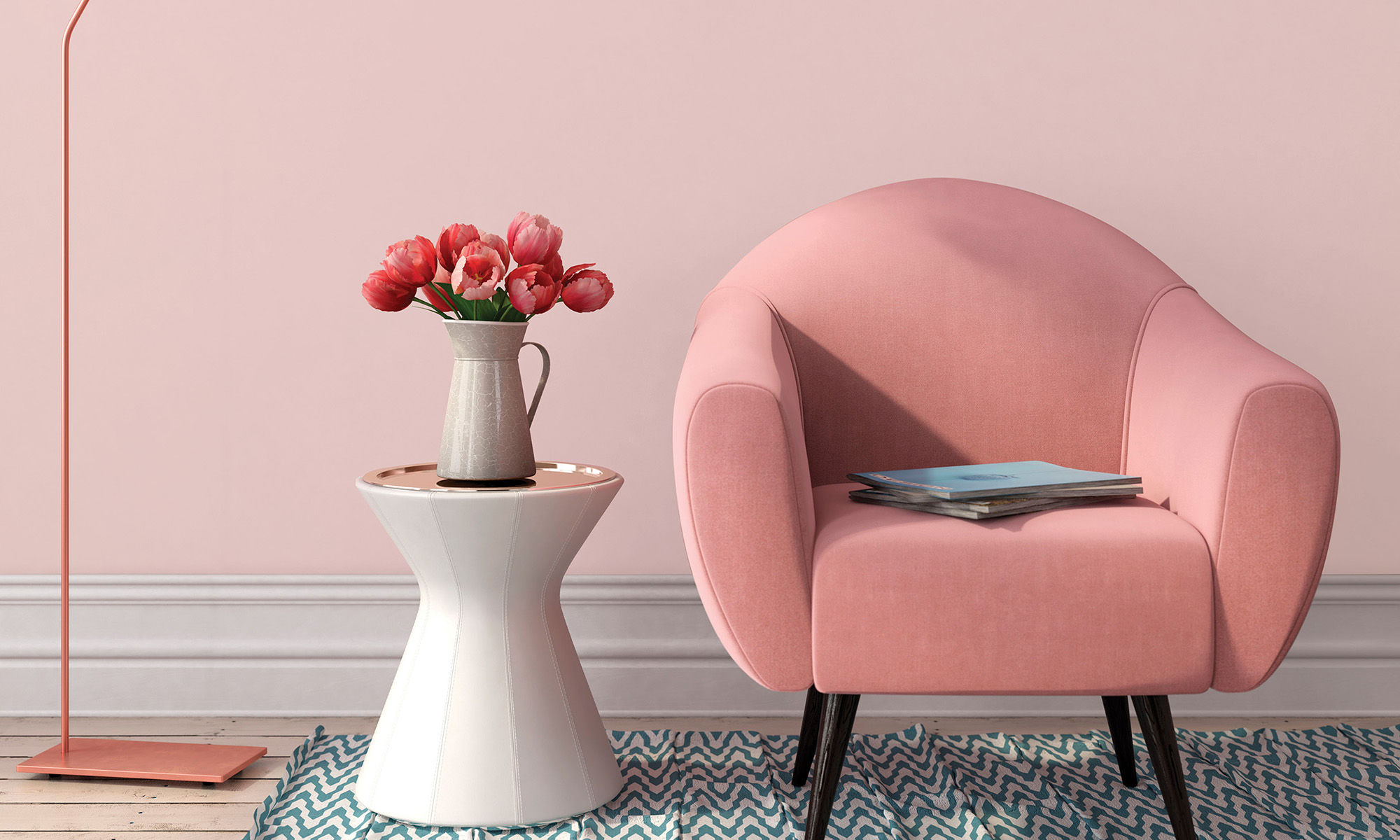 Brighten up your interiors with millennial pink. Image: Homebase