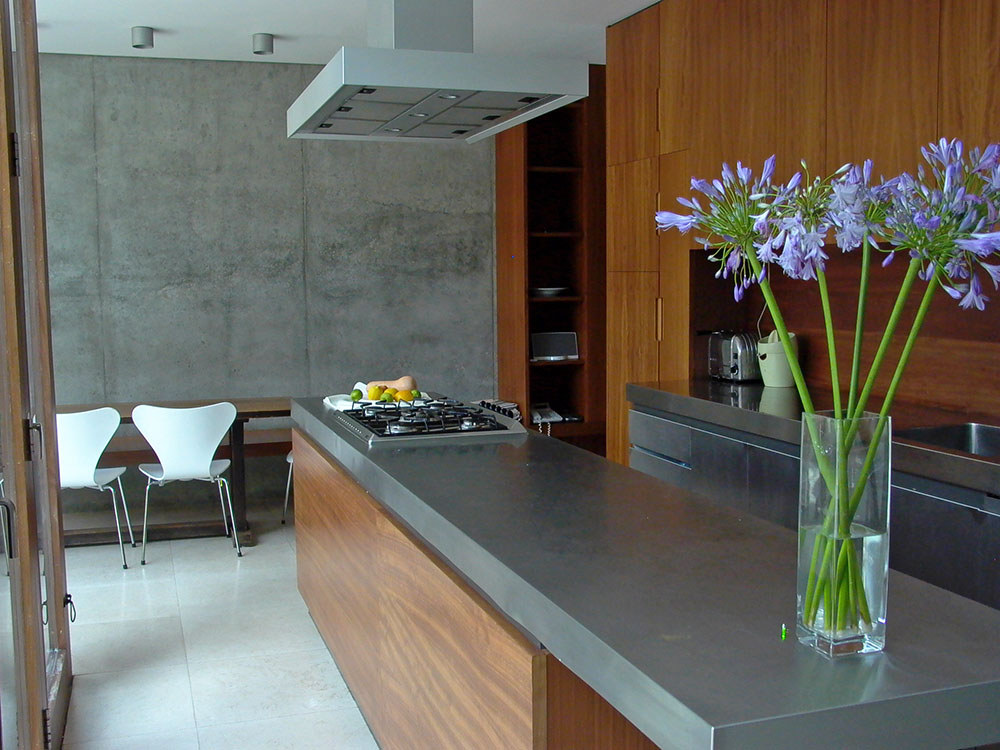 Kitchen in Geraldine Bedell's concrete house